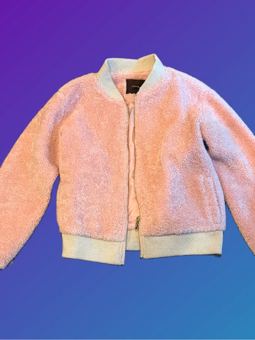 Imoga Pink Sherpa Bomber Jacket for Kids Size 12 NWOT